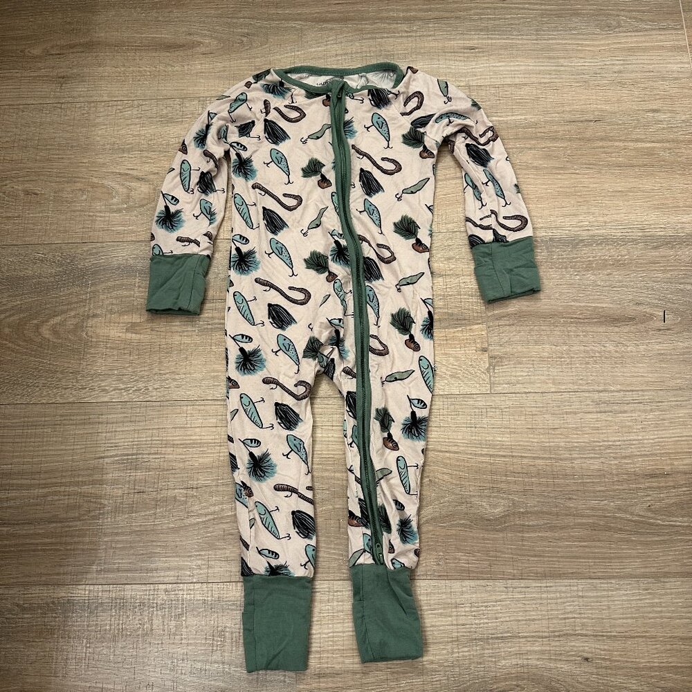 Caden Lane "Fishing" print Onsie Pajamas